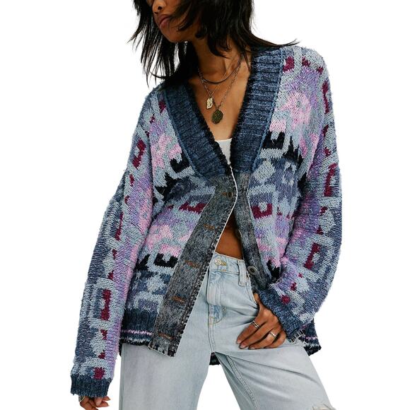 Free People Sweaters - Free People Cozy Multicolor Bluebell Cardigan Size XS